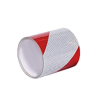 Vysoce reflexní výstražná páska, levá, bílá/červená, 10 cm × 25 m